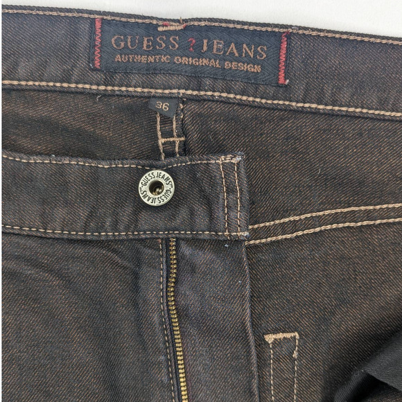 Vintage Guess USA Loose Baggy Fit Straight Leg Jeans Metallic Brown 36 x 33 90s - Picture 3 of 7